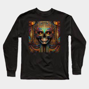 Cosmic Psychedelic Skull - Trippy Patterns 115 Long Sleeve T-Shirt